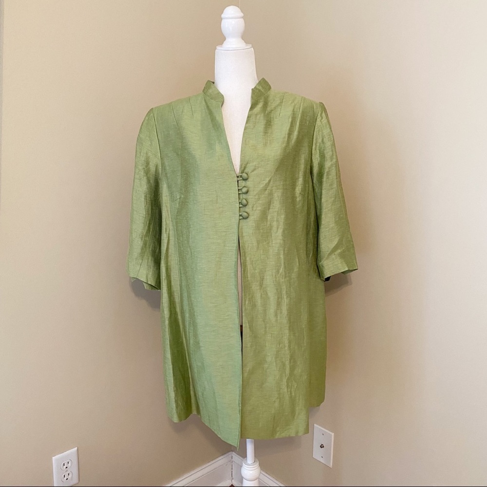 Alex & Co. Linen Blend Long Green Jacket - 16
